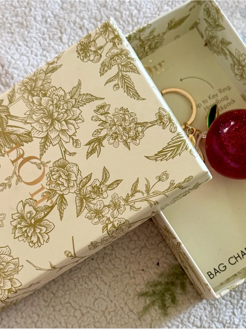nOir Red Sparkle Apple Keychain/Bag charm